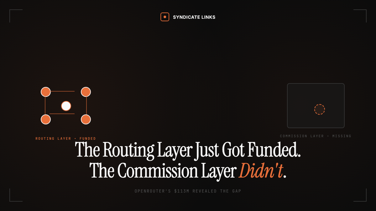 The routing layer just got funded. The commission layer didn't.